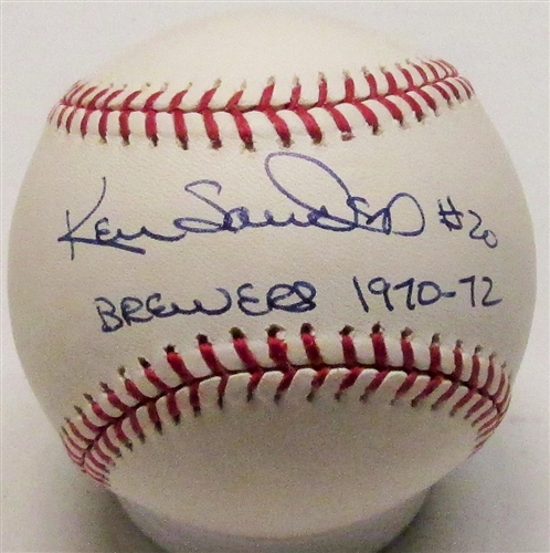 KEN SANDERS SIGNED MLB BASEBALL W/ BREWERS 1970-72