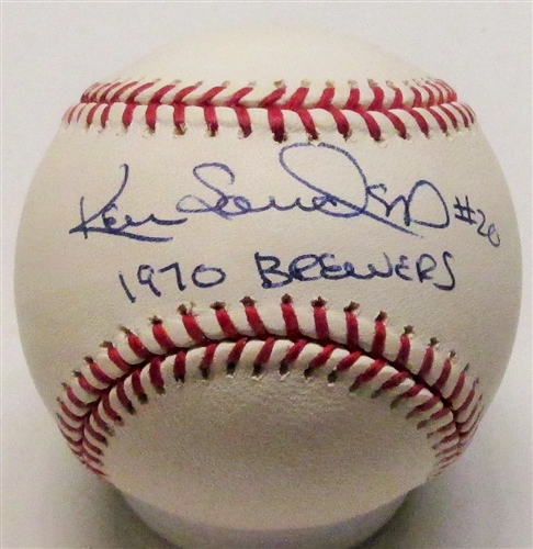 KEN SANDERS SIGNED MLB BASEBALL W/ 1970 BREWERS
