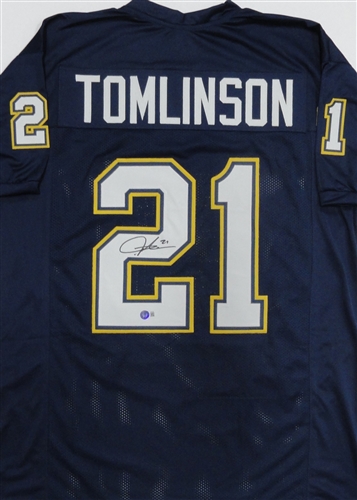 LADANIAN TOMLINSON SIGNED CUSTOM CHARGERS BLUE JERSEY - BAS