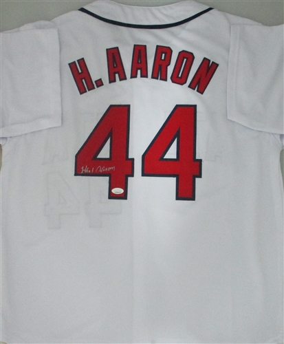 HANK AARON SIGNED CUSTOM ATLANTA BRAVES JERSEY #2 - JSA