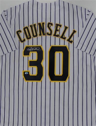 CRAIG COUNSELL SIGNED CUSTOM REPLICA BREWERS PINSTRIPE JERSEY