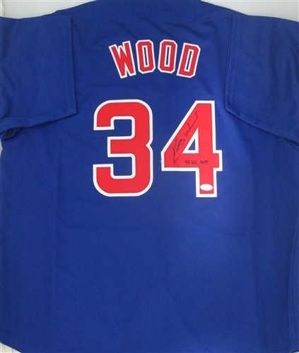 KERRY WOOD SIGNED CHICAGO CUBS CUSTOM BLUE JERSEY W/ ROY - JSA