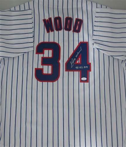 KERRY WOOD SIGNED CHICAGO CUBS CUSTOM PINSTRIPE JERSEY W/ ROY - JSA