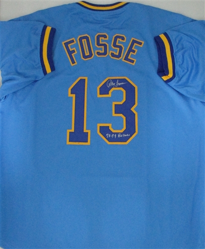 RAY FOSSE SIGNED CUSTOM REPLICA BREWERS BLUE JERSEY W/' 78-79