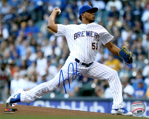 FREDDY PERALTA SIGNED 8X10 BREWERS PHOTO #1
