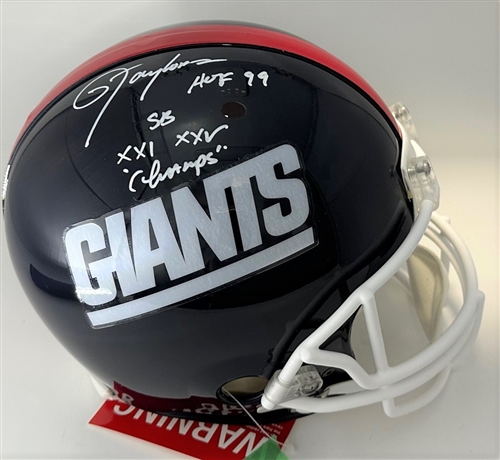 LAWRENCE TAYLOR SIGNED FULL SIZE NY GIANTS AUTHENTIC HELMET W/ 2 SCRIPTS - BAS