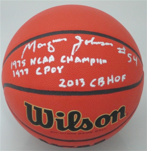 MARQUES JOHNSON SIGNED FULL SIZE WILSON AUTHENTIC NCAA BASKETBALL W/ 3 SCRIPTS - UCLA - JSA
