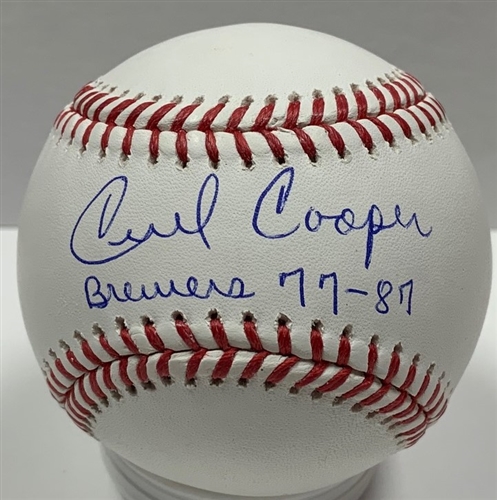 CECIL COOPER SIGNED OFFICIAL MLB BASEBALL W/ BREWERS '77-87 - JSA