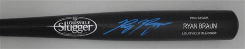 RYAN BRAUN SIGNED LOUISVILLE SLUGGER NAME ENGRAVED BLACK BAT - JSA