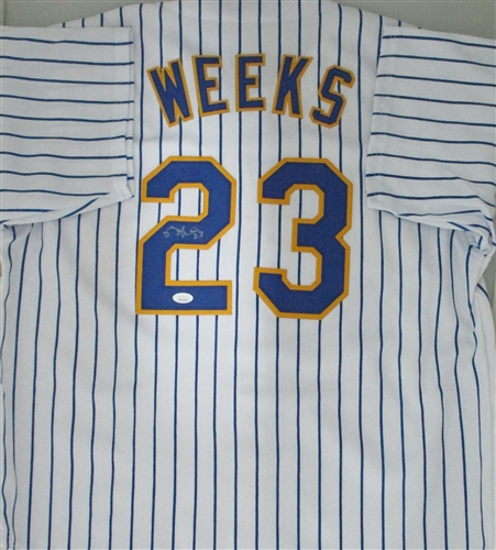 RICKIE WEEKS SIGNED CUSTOM REPLICA BREWERS PINSTRIPE JERSEY - JSA