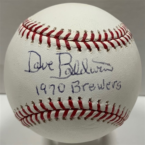 DAVE BALDWIN SIGNED OFFICIAL MLB BASEBALL W/ 1970 BREWERS