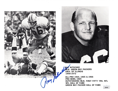 RAY NITSCHKE (d) SIGNED 8X10 PACKERS PHOTO #2