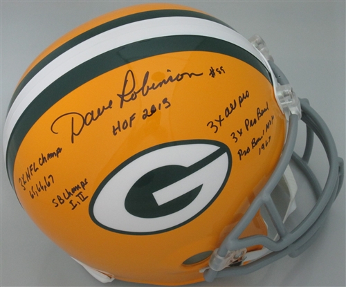 DAVE ROBINSON SIGNED FULL SIZE PACKERS REPLICA HELMET W/ 6 SCRIPTS - JSA