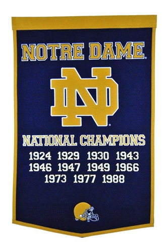 NOTRE DAME FIGHTING IRISH 24X38 WOOL DYNASTY BANNER