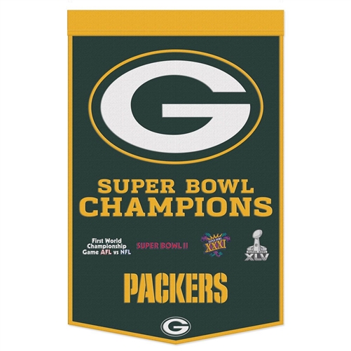 GREEN BAY PACKERS 24X38 WOOL DYNASTY BANNER