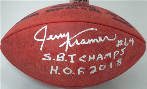 JERRY KRAMER SIGNED AUTHENTIC SB I LOGO FOOTBALL W/ HOF - JSA