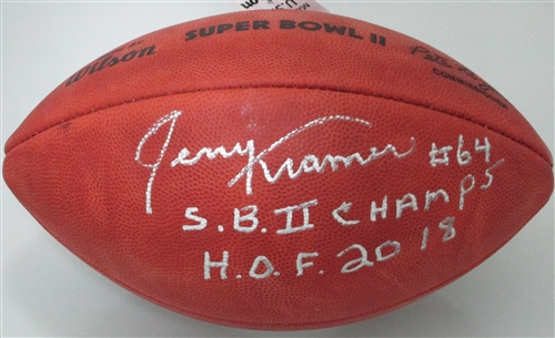 JERRY KRAMER SIGNED AUTHENTIC SB II LOGO FOOTBALL W/ HOF - JSA