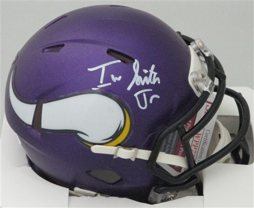 IRV SMITH JR. SIGNED VIKINGS MINI HELMET - JSA