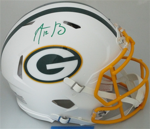 AARON RODGERS SIGNED FULL SIZE PACKERS FLAT WHITE AUTHENTIC HELMET - FAN