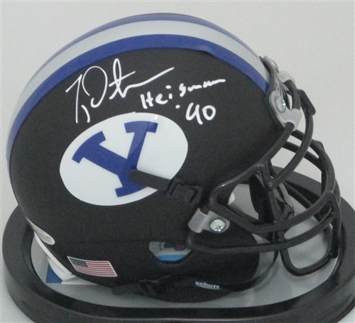 TY DETMER SIGNED BYU COUGARS MINI HELMET W/ HEISMAN - BCA