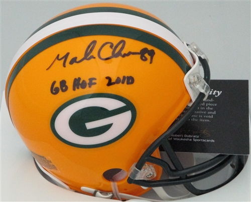 MARK CHMURA SIGNED PACKERS MINI HELMET W/ GB HOF