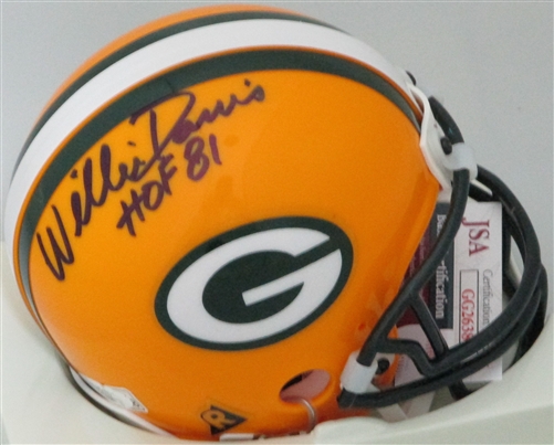 WILLIE DAVIS SIGNED PACKERS MINI HELMET W/ HOF 81 - JSA