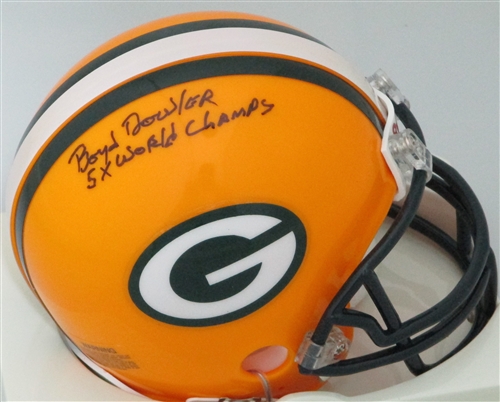 BOYD DOWLER SIGNED PACKERS MINI HELMET W/ 5X WORLD CHAMPS