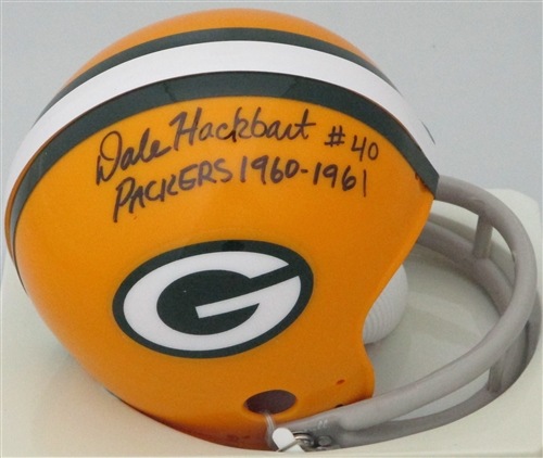 DALE HACKBART SIGNED PACKERS MINI HELMET W/ INSC