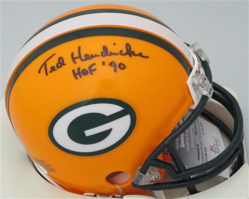 TED HENDRICKS SIGNED PACKERS MINI HELMET W/ HOF - JSA