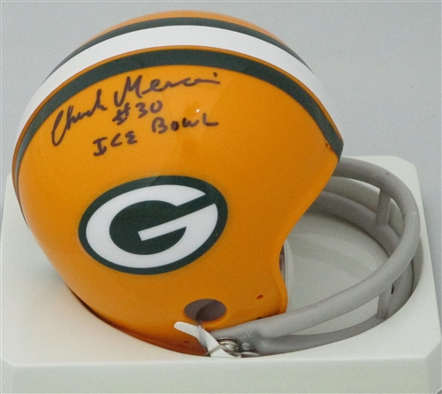 CHUCK MERCEIN SIGNED PACKERS MINI HELMET W/ ICE BOWL