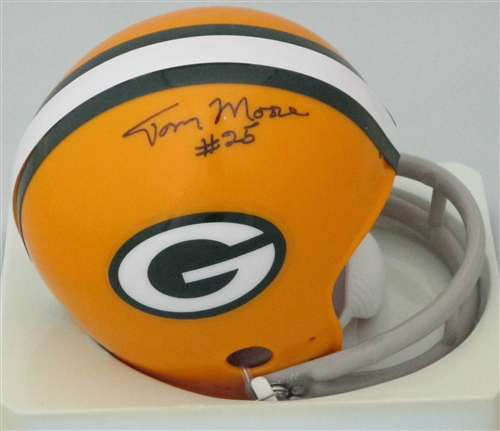 TOM MOORE SIGNED PACKERS 2 BAR MINI HELMET