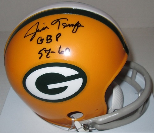 JIM TEMP (d) SIGNED PACKERS 2 BAR MINI HELMET W/ GBP 57-60