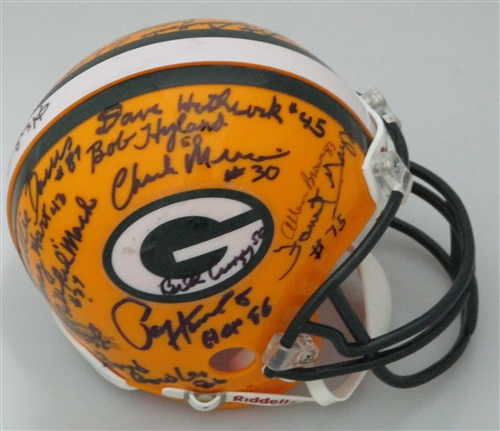 1966- 67 MULTI SIGNED PACKERS MINI HELMET  - 27 AUTOS