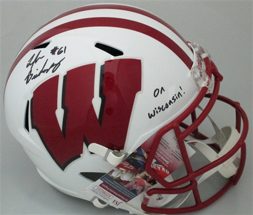 TYLER BIADASZ SIGNED FULL SIZE WI BADGERS SPEED REPLICA HELMET - JSA