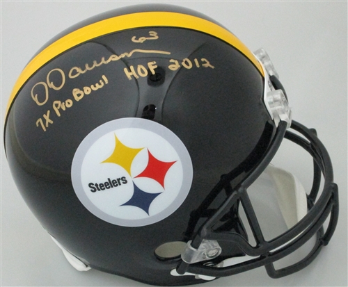 DERMONTTI DAWSON SIGNED FULL SIZE STEELERS REPLICA HELMET W/ 2 SCRIPTS