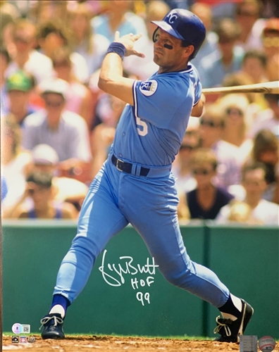 GEORGE BRETT SIGNED 16X20 ROYALS PHOTO #7 W/ HOF - BAS