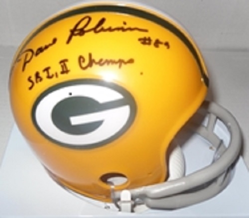 DAVE ROBINSON SIGNED PACKERS 2-BAR MINI HELMET W/ SB I II CHAMPS