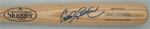 CRAIG COUNSELL SIGNED LOUISVILLE SLUGGER NAME ENGRAVED BLONDE BAT BREWERS - JSA