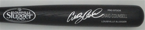 CRAIG COUNSELL SIGNED LOUISVILLE SLUGGER NAME ENGRAVED BLACK BAT BREWERS - JSA