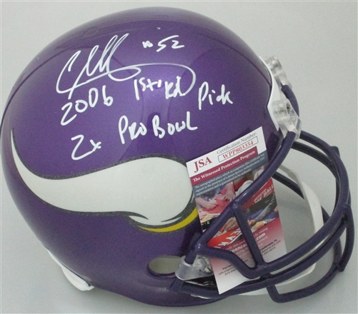 CHAD GREENWAY SIGNED FULL SIZE VIKINGS REPLICA HELMET W/ 2 SCRIPTS - JSA