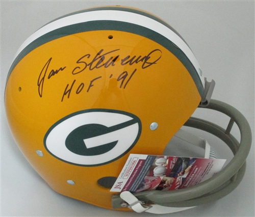 JAN STENERUD SIGNED PACKERS FULL SIZE TK SUSPENSION REPLICA HELMET W/ HOF - JSA