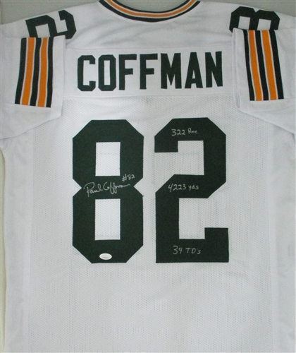 PAUL COFFMAN SIGNED CUSTOM REPLICA WHITE PACKERS JERSEY W/ STATS - JSA