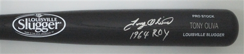 TONY OLIVA SIGNED LOUISVILLE SLUGGER NAME ENGRAVED BLACK BAT W/ ROY - TWINS - JSA