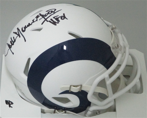 JACK YOUNGBLOOD SIGNED RAMS SPEED FLAT WHITE MINI HELMET