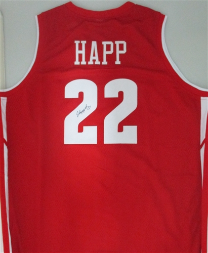 ETHAN HAPP SIGNED CUSTOM REPLICA RED WI BADGERS JERSEY