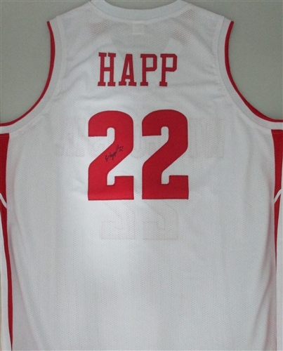 ETHAN HAPP SIGNED CUSTOM REPLICA WHITE WI BADGERS JERSEY
