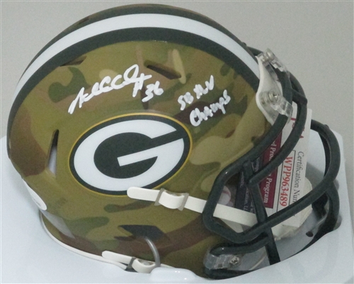 NICK COLLINS SIGNED PACKERS CAMO MINI HELMET W/ XLV CHAMPS - JSA