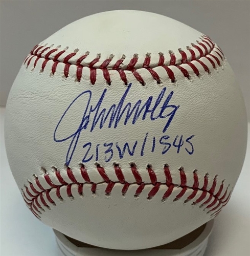 JOHN SMOLTZ SIGNED OFFICIAL MLB BASEBALL W/ 213W/154S - BRAVES - JSA