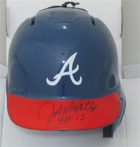 JOHN SMOLTZ SIGNED RAWLINGS BRAVES MINI HELMET W/ HOF - JSA