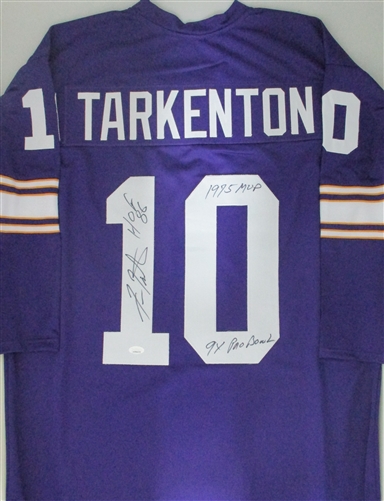 FRAN TARKENTON SIGNED CUSTOM REPLICA VIKINGS JERSEY W/ SCRIPTS - JSA